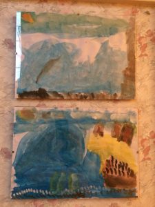 Two seascapes painted with watercolours, July 2016